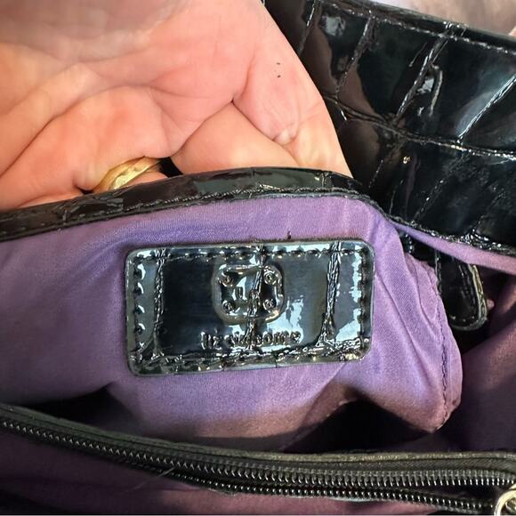 Liz Claiborne Patchwork Color Block Patent Vegan Leather Shoulder Bag Large - Picture 7 of 7